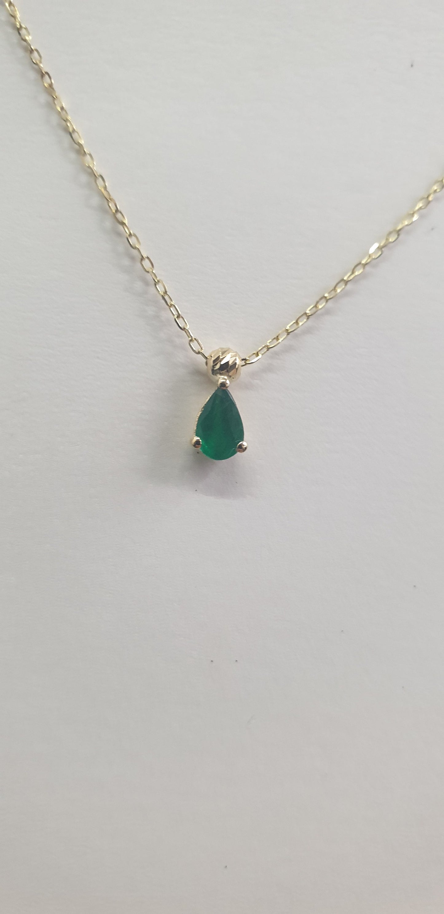 Green Emerald Pendant 18k Necklace, 18K Solid Gold Necklace, Natural Emerald Pendant, Emerald stone, Real Gold, Genuine stones, Christmas Gi