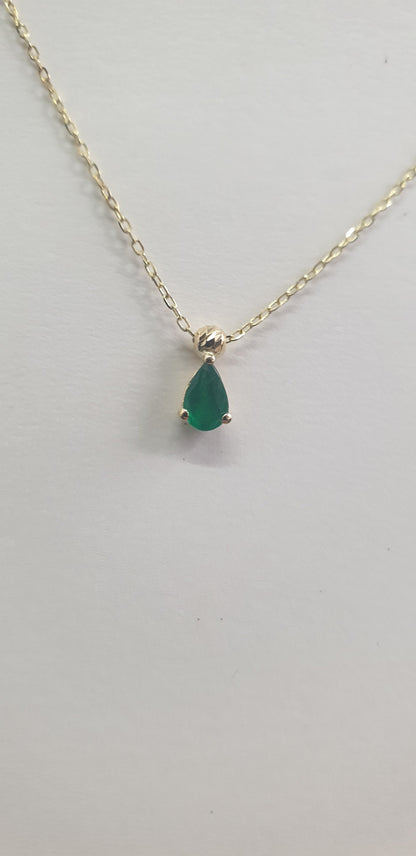Green Emerald Pendant 18k Necklace, 18K Solid Gold Necklace, Natural Emerald Pendant, Emerald stone, Real Gold, Genuine stones, Christmas Gi