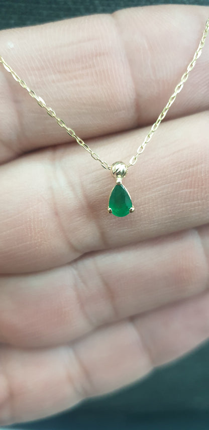 Green Emerald Pendant 18k Necklace, 18K Solid Gold Necklace, Natural Emerald Pendant, Emerald stone, Real Gold, Genuine stones, Christmas Gi