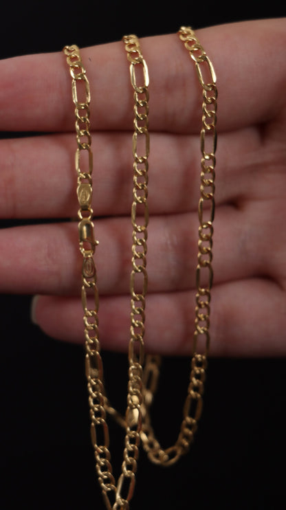18k Gold Figaro Necklace, Gold Figaro Chain, 18k Gold Necklace, Gold Chain Necklace, Gold Dainty Necklace, Real Gold Necklace, Gift for Bf
