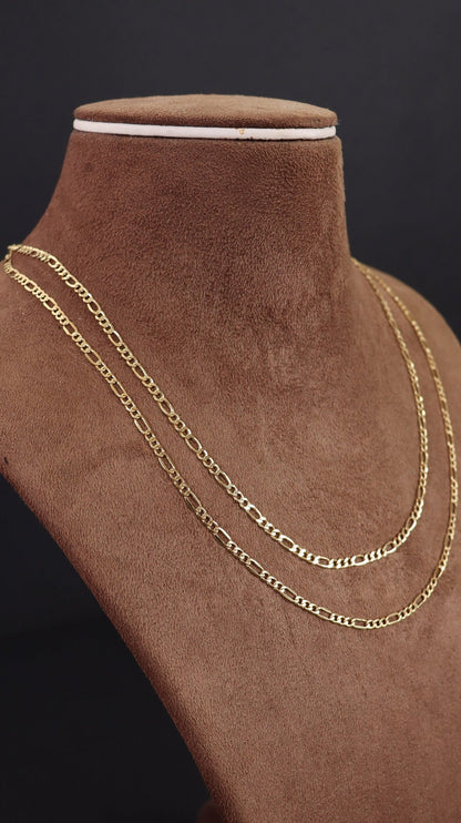 18k Gold Figaro Necklace, Gold Figaro Chain, 18k Gold Necklace, Gold Chain Necklace, Gold Dainty Necklace, Real Gold Necklace, Gift for Bf