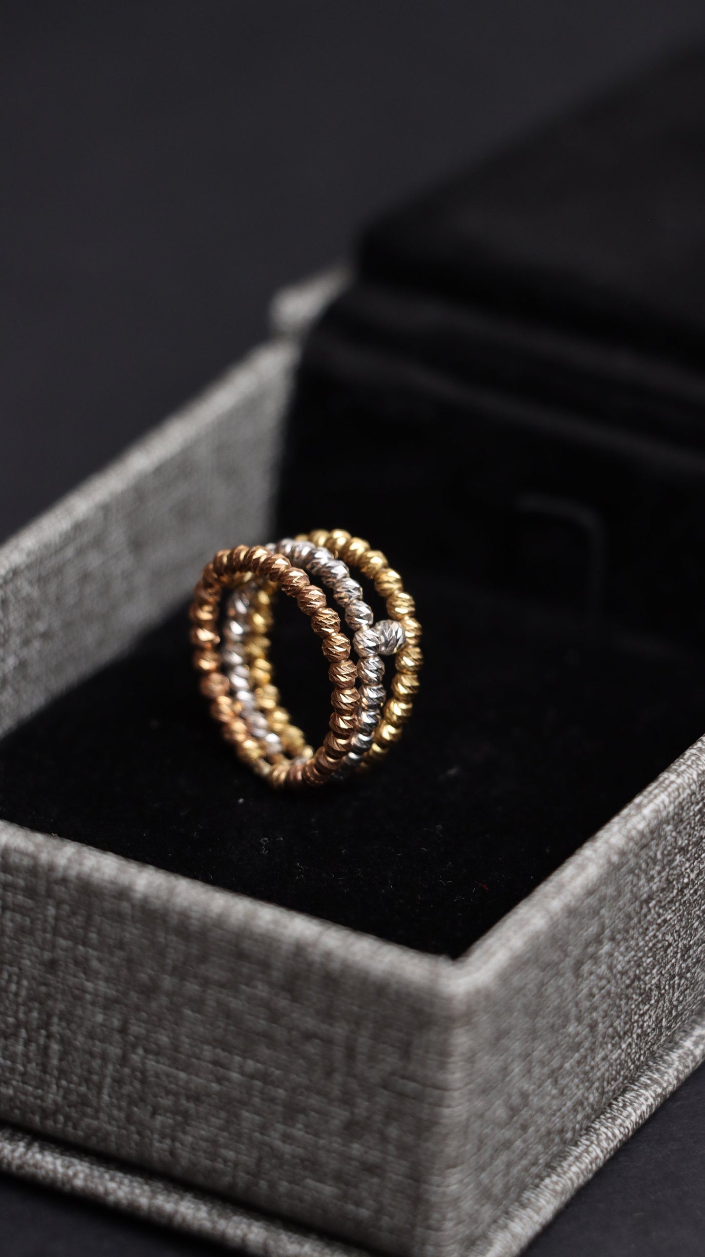 18k Gold Bead Ring tri color yellow white pink, Real Solid Gold Balls, Gold Jewelry Lovers, 18k Bead Ring , Ring For Every Day, Gift for her