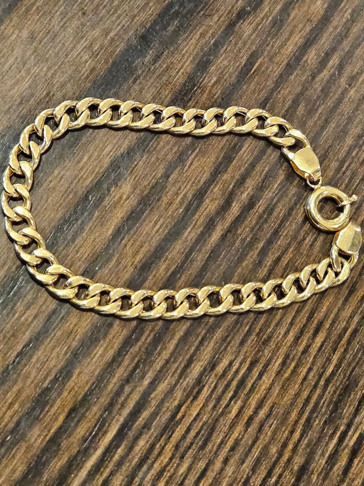 Gold Cuban Braclet Curb, 18k Link Chain Bracelet, 5 MM Width, Real Gold Gourmet Bracelet Gift for Her, Gift for Him, Unisex Bracelet