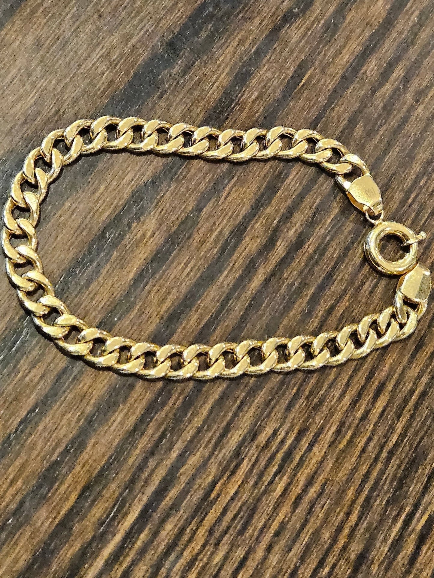 18K Curb Real Gold Chain Bracelets, Solid 18K Gold Miami Cuban Links Bracelets, 5 MM Thick Real Gold Bracelet for Him/Her, Birthday Gift!