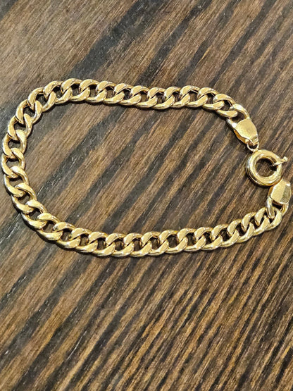 18K Curb Real Gold Chain Bracelets, Solid 18K Gold Miami Cuban Links Bracelets, 5 MM Thick Real Gold Bracelet for Him/Her, Birthday Gift!