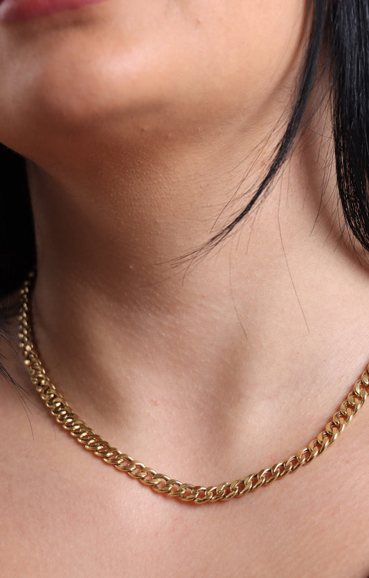 18k Solid Gold Cuban link Chain Necklace, Curb Necklace Chain 18kt Real Gold Cuban , Genuine Authentic Gold chain Necklace, Gift for him her