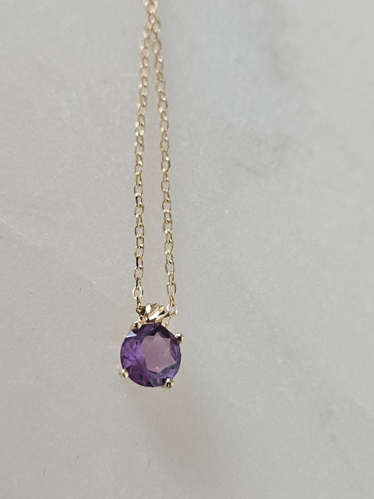 Purple Pendant Women Necklaces, Gold Pendant  Amethyst, 18K Gold Necklace, Pendant February Birthstone Jewelry, Gift for Mother's Day