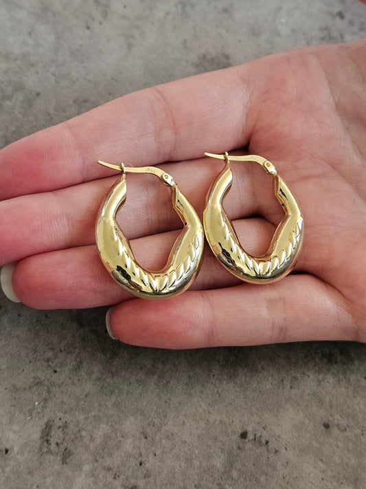 18K earrings gold hoop yellow real solid gold, high quality, genuine gold, real solid gold, gold earrings Italian gold, gift for her