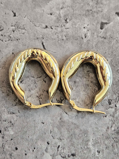 18K earrings gold hoop yellow real solid gold, high quality, genuine gold, real solid gold, gold earrings Italian gold, gift for her