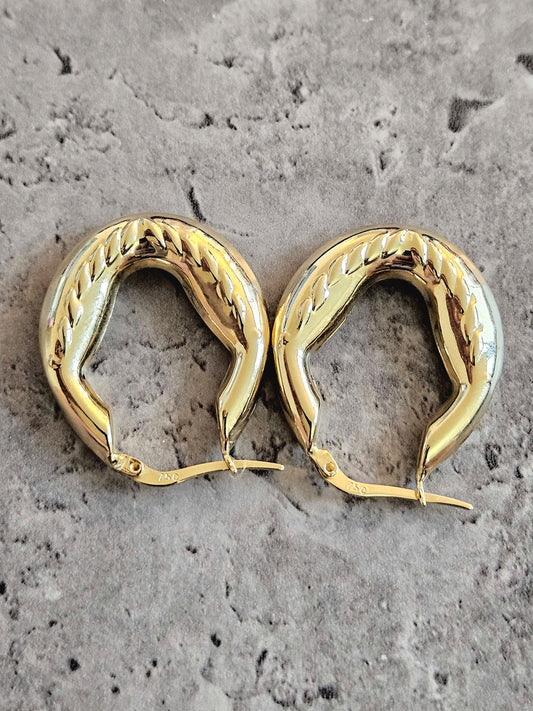 18K earrings gold hoop yellow real solid gold, high quality, genuine gold, real solid gold, gold earrings Italian gold, gift for her