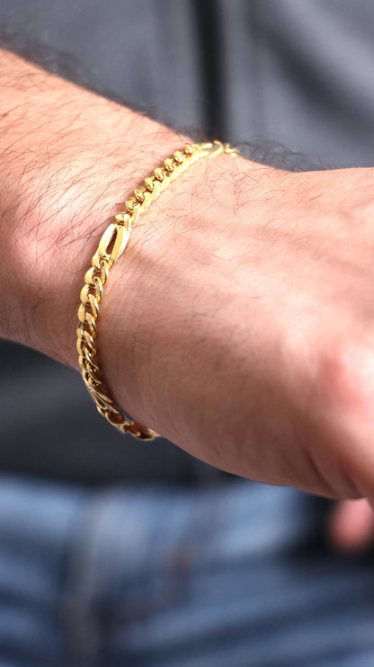 18k Real Yellow Gold Bracelet, Luxurious 18Kt Solid Gold Jewelry, Jewelry, Elegant 18Kt Solid Gold Bracelet, Gift for Her Him