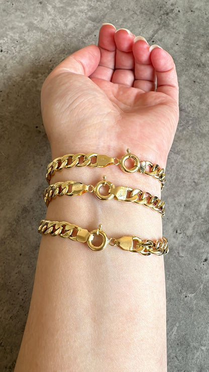 18k Real Gold Cuban Curb Link Chain Bracelet, 5 MM Width, Real Gold Gourmet Bracelet Gift for Her, Gift for Him, Unisex Bracelet, Best Price