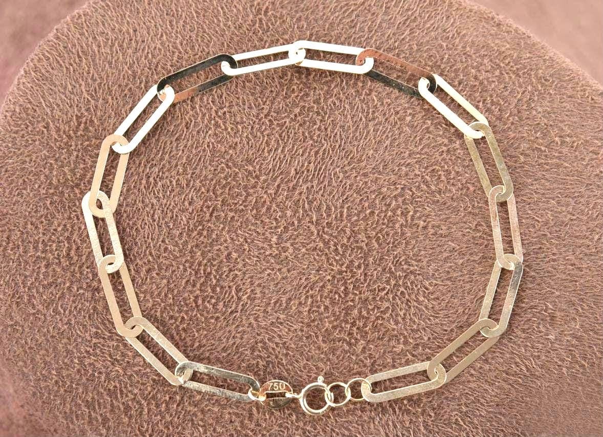 Paperclip Bracelet 18k Solid Gold Chain Bracelet, Dainty Chain, In Trend Chain Bracelet in Gold, Delicate / NOT HOLLOW!, Gift for Her